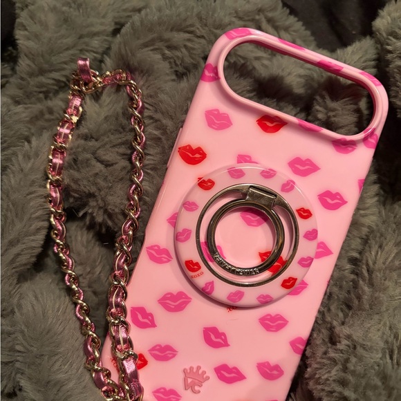 Velvet Caviar Pink Lip Design Phone Case with Chain IPhone Air